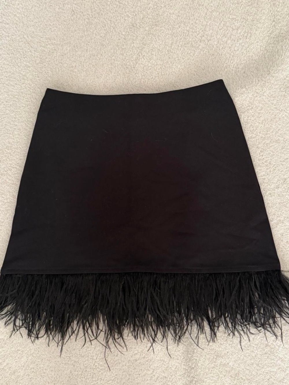 Black Feather Trim Mini Skirt